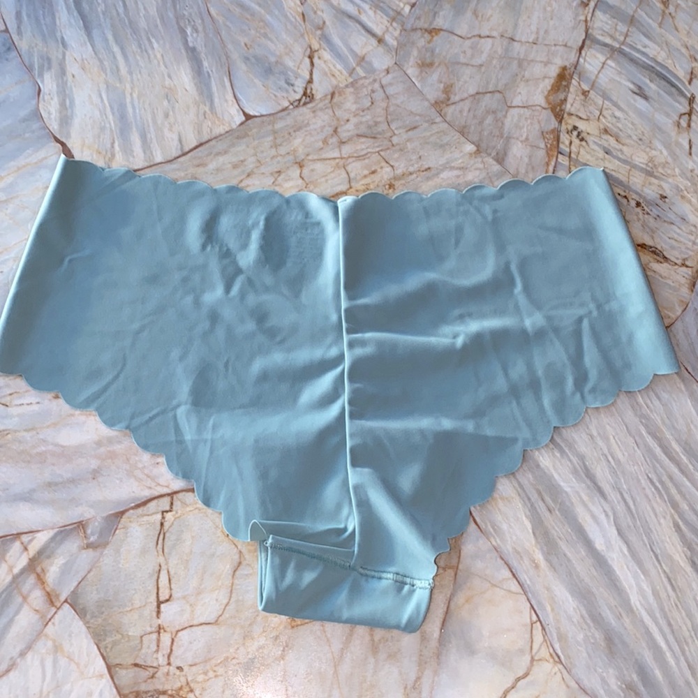Small Light Blue Sexy Illusions Cheeky No Show‎ Seamless Panty Bikini Scalloped - Picture 4 of 6